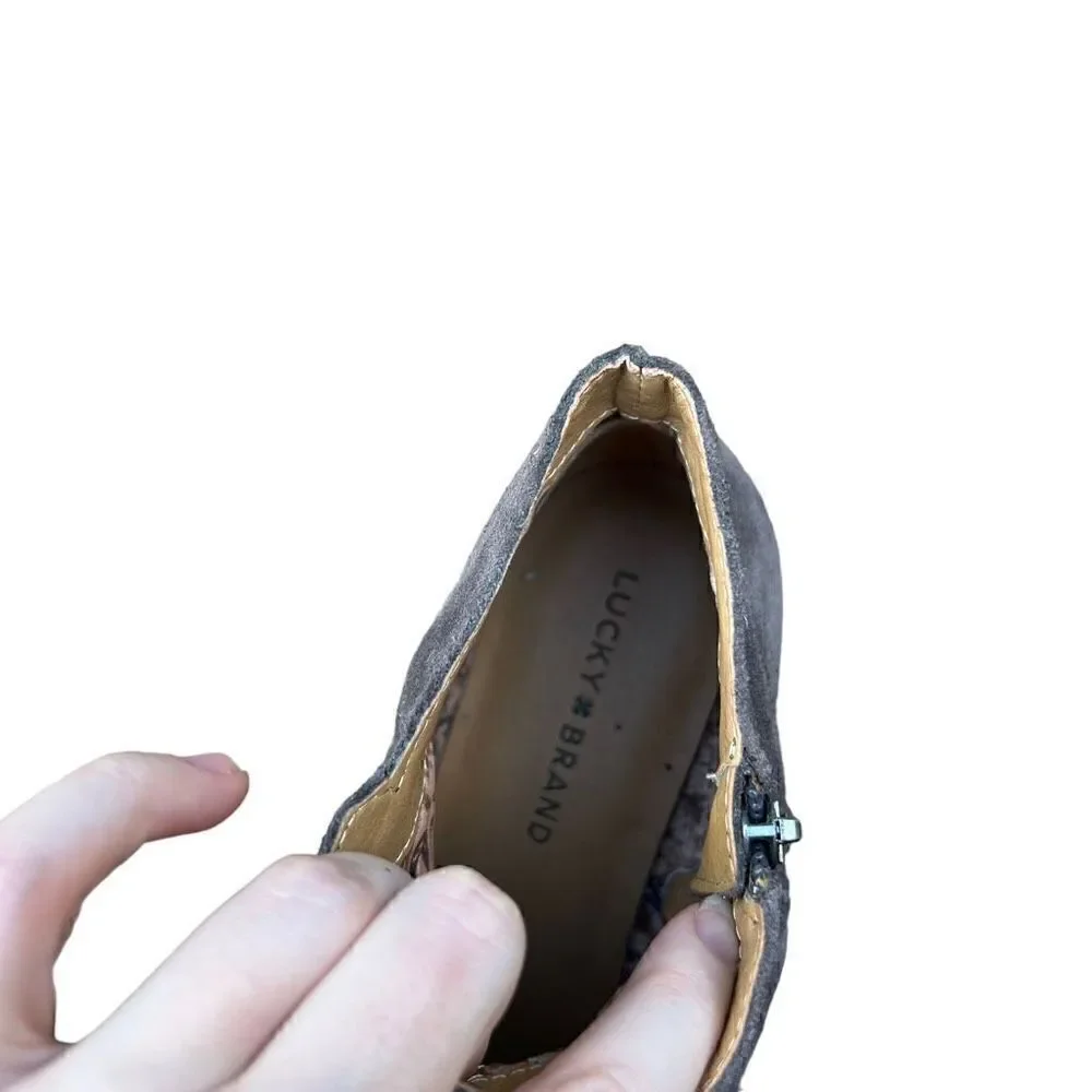 LUCKY BRAND BeTwixt Brown Suede Zip-up Bootie Size 8.5